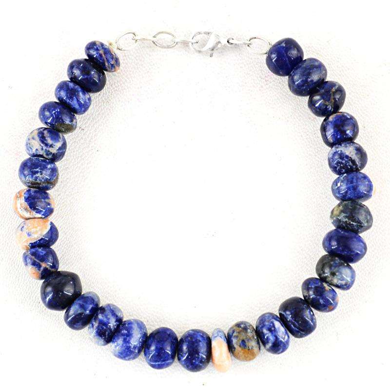 gemsmore:Natural Blue Sodalite Beads Bracelet - Round Shape