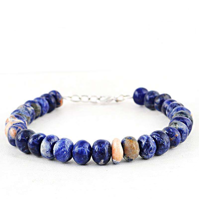 gemsmore:Natural Blue Sodalite Beads Bracelet - Round Shape