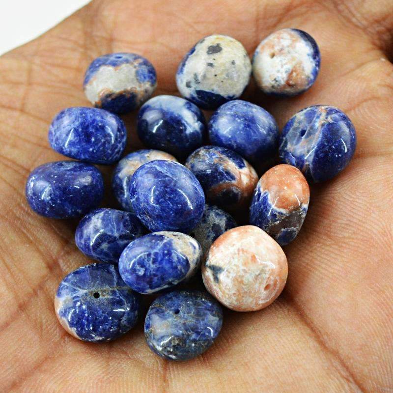 gemsmore:Natural Blue Sodalite Beads Lot - Drilled Round Shape