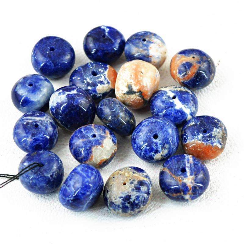gemsmore:Natural Blue Sodalite Beads Lot - Drilled Round Shape