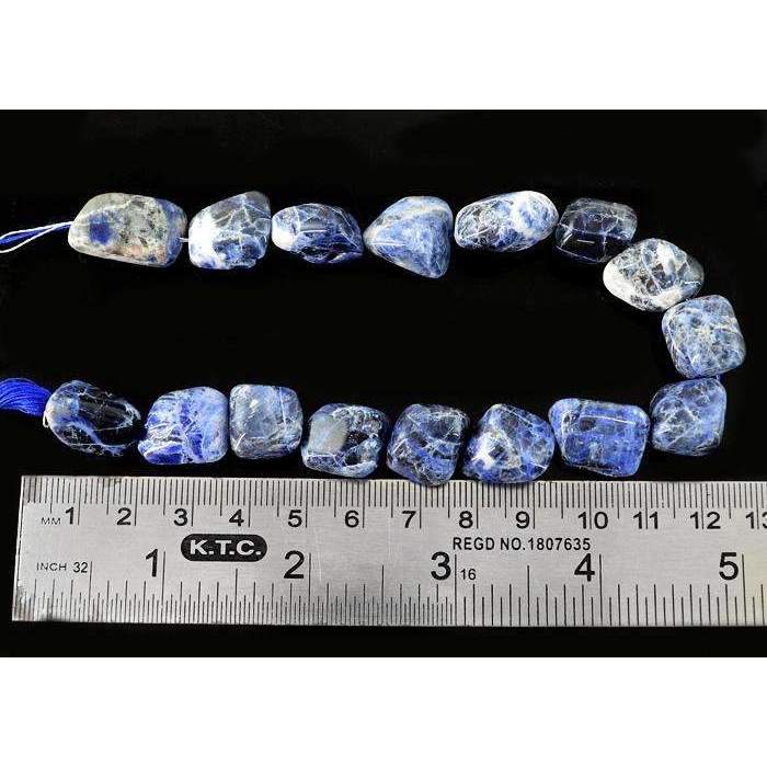 gemsmore:Natural Blue Sodalite Beads Strand - Drilled