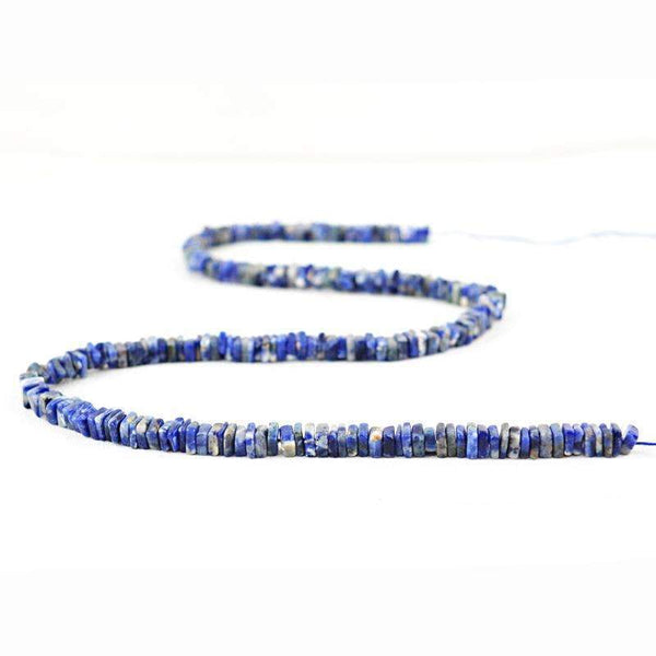 gemsmore:Natural Blue Sodalite Beads Strand - Drilled