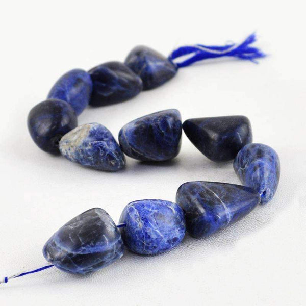 gemsmore:Natural Blue Sodalite Beads Strand - Untreated Drilled