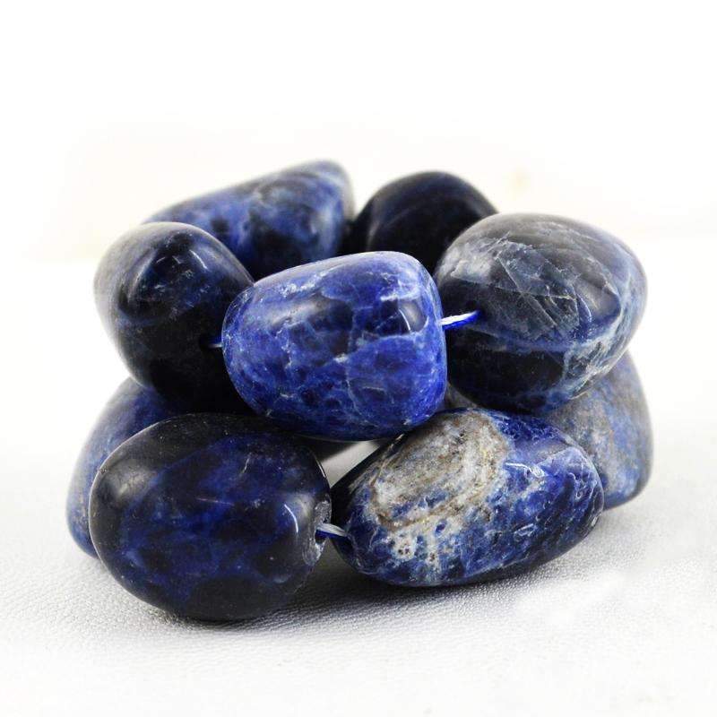 gemsmore:Natural Blue Sodalite Beads Strand - Untreated Drilled