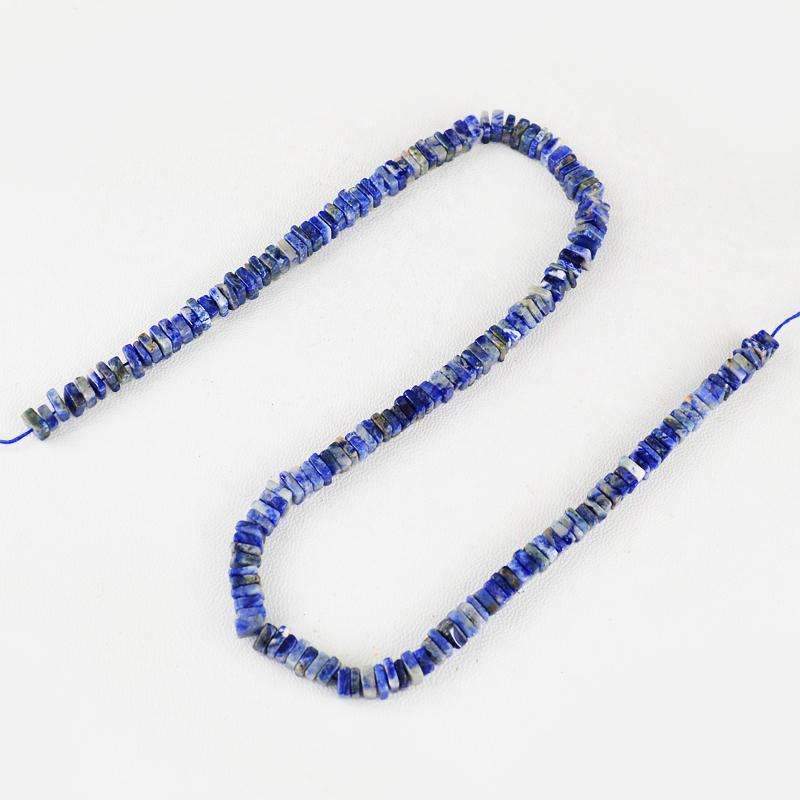 gemsmore:Natural Blue Sodalite Beads Strand Untreated Drilled