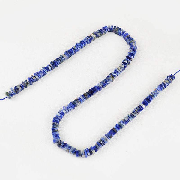 gemsmore:Natural Blue Sodalite Beads Strand Untreated Drilled