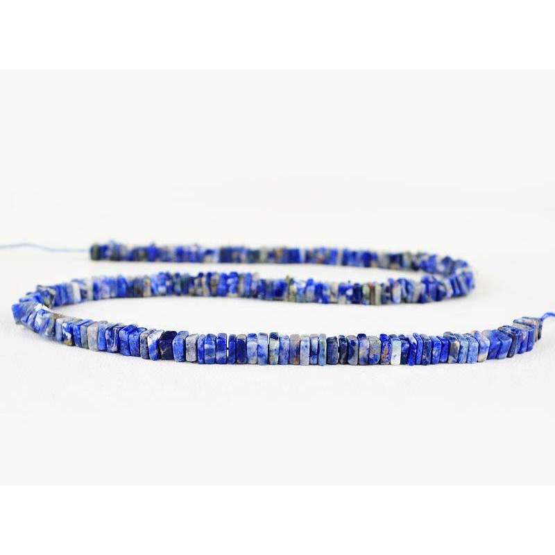 gemsmore:Natural Blue Sodalite Beads Strand Untreated Drilled