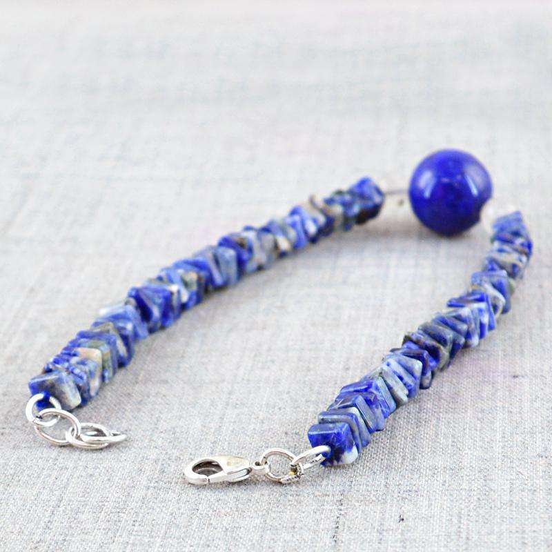 gemsmore:Natural Blue Sodalite & Blue Lapis Lazuli Beads Bracelet