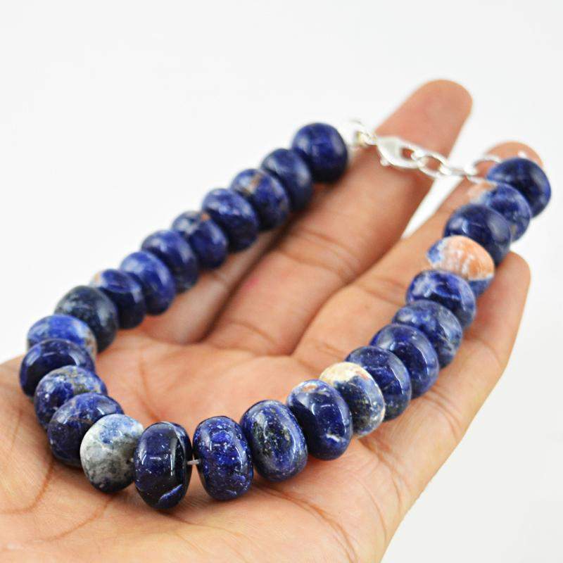 gemsmore:Natural Blue Sodalite Bracelet Round Shape Beads