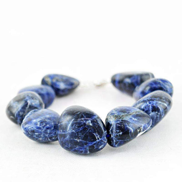 gemsmore:Natural Blue Sodalite Bracelet Untreated Beads