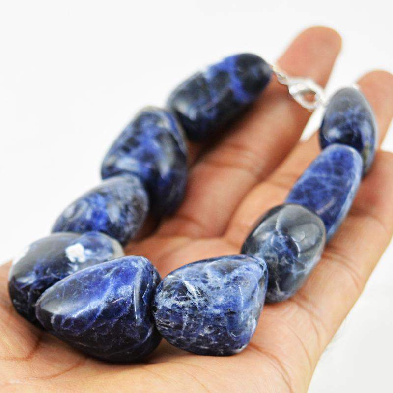 gemsmore:Natural Blue Sodalite Bracelet Untreated Beads