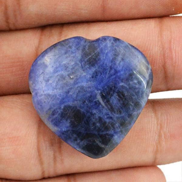 gemsmore:Natural Blue Sodalite carved Heart Shape Gemstone