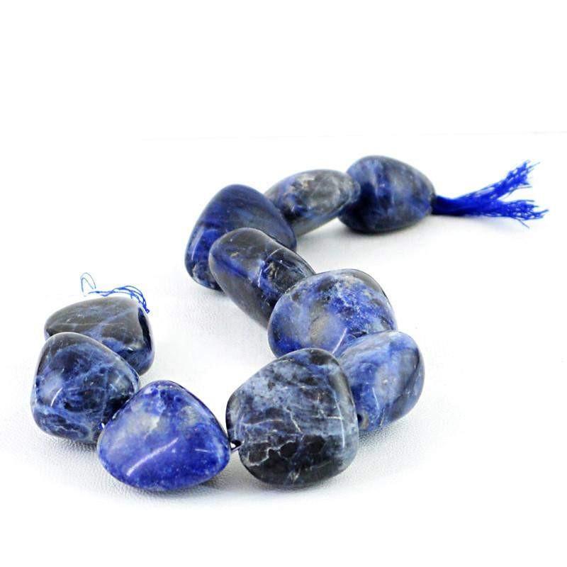 gemsmore:Natural Blue Sodalite Drilled Beads Strand