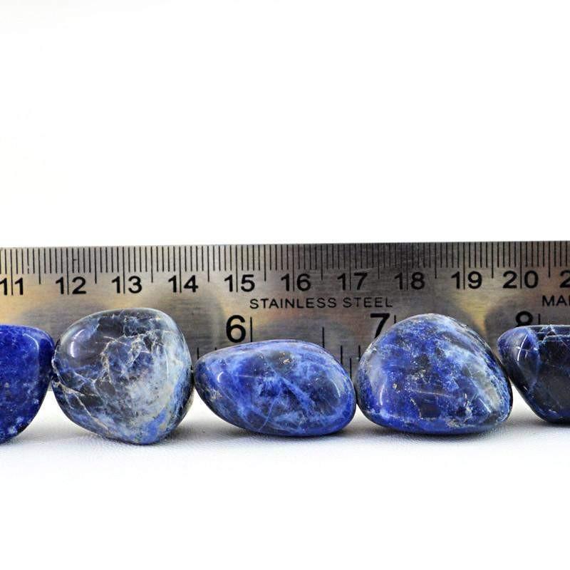 gemsmore:Natural Blue Sodalite Drilled Beads Strand