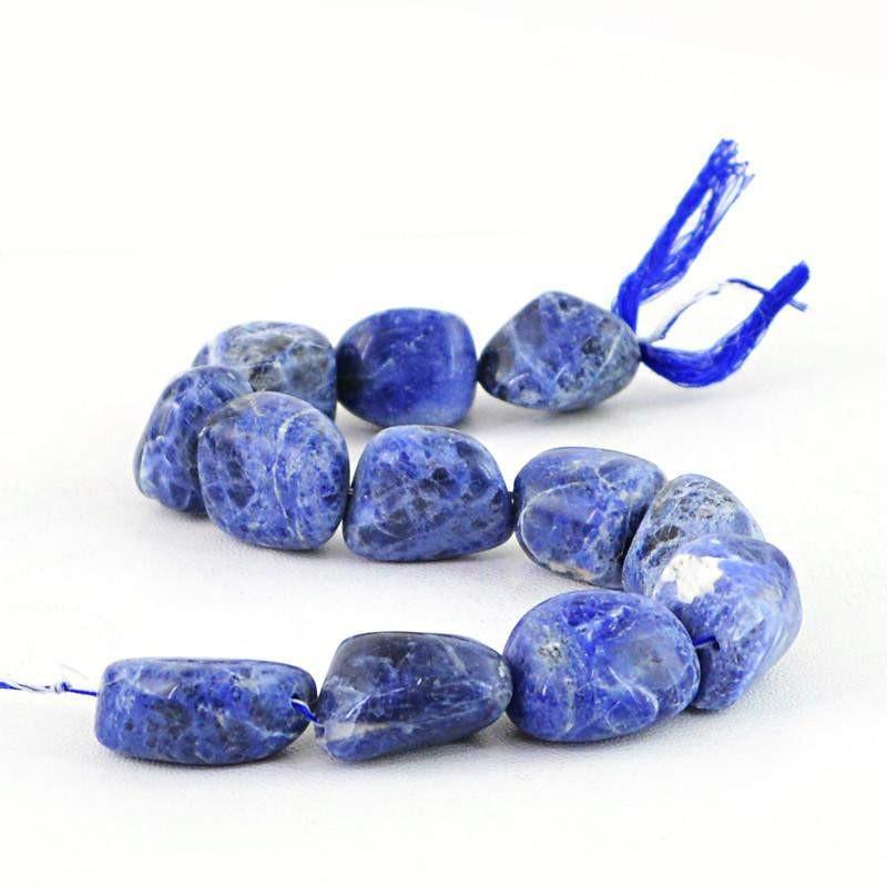 gemsmore:Natural Blue Sodalite Drilled Beads Strand