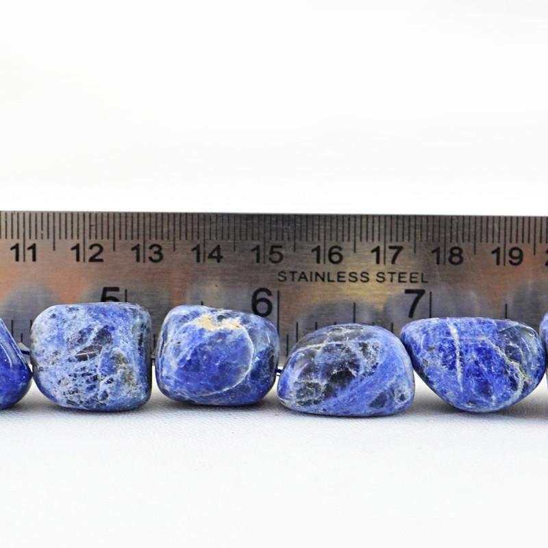 gemsmore:Natural Blue Sodalite Drilled Beads Strand