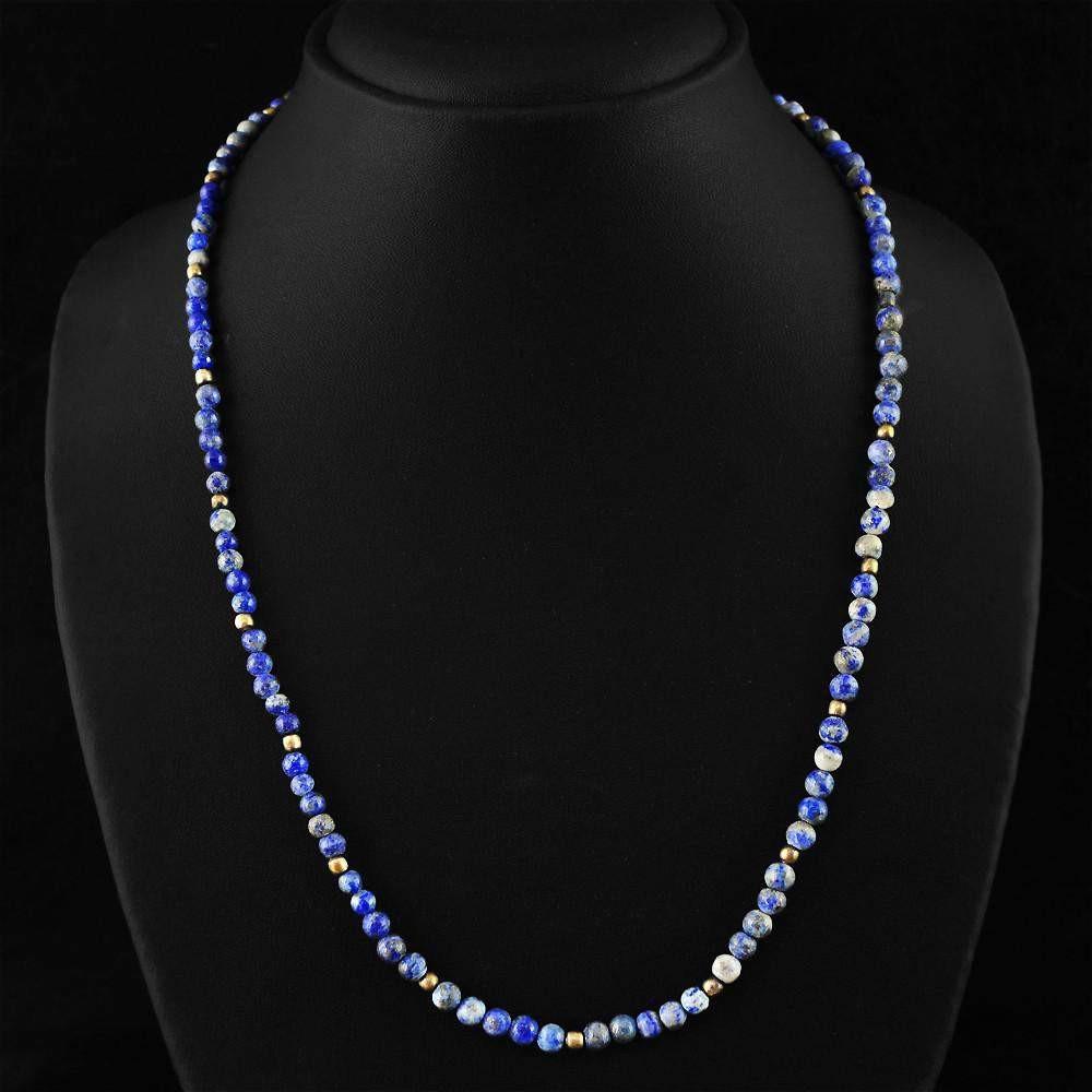 gemsmore:Natural Blue Sodalite Necklace 20 Inches Long Round Shape Beads