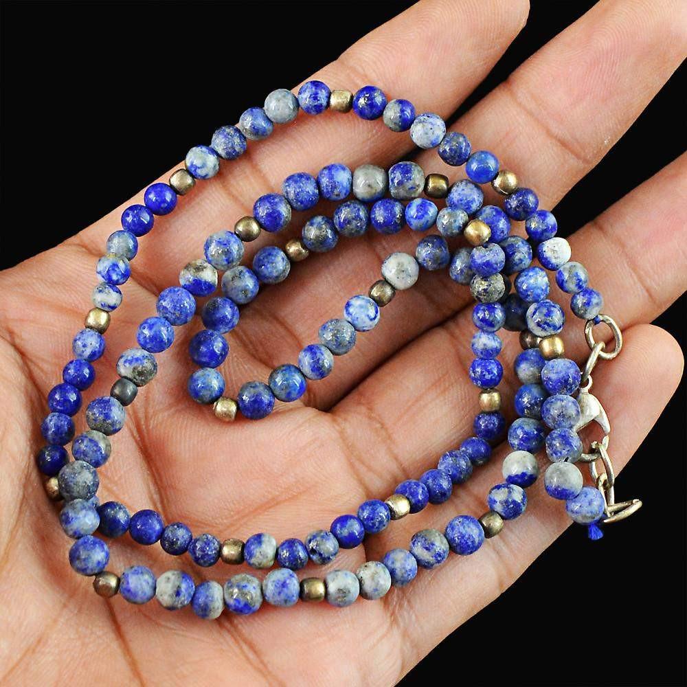 gemsmore:Natural Blue Sodalite Necklace 20 Inches Long Round Shape Beads