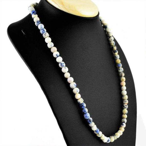 gemsmore:Natural Blue Sodalite Necklace 20 Inches Long Round Shape Beads