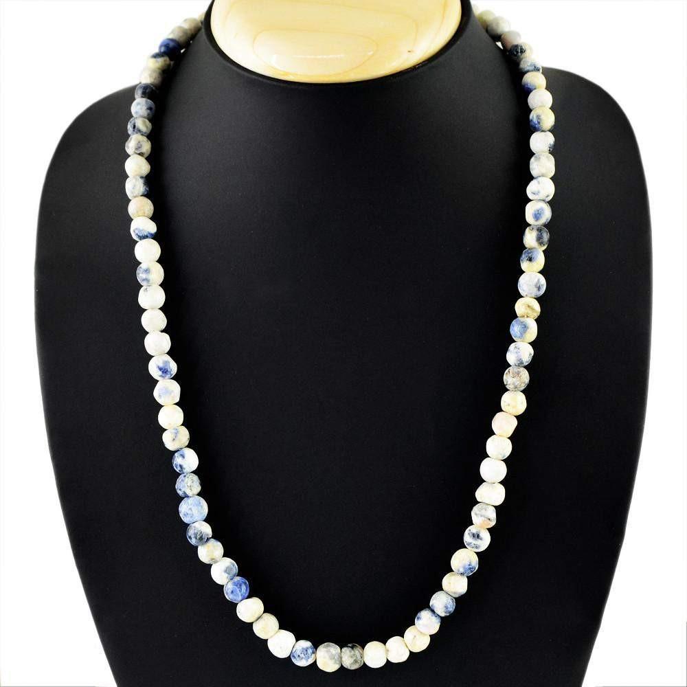 gemsmore:Natural Blue Sodalite Necklace 20 Inches Long Round Shape Beads