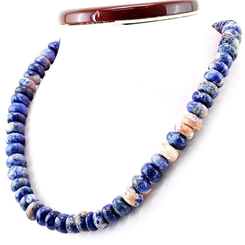 gemsmore:Natural Blue Sodalite Necklace Single Strand Round Shape Beads