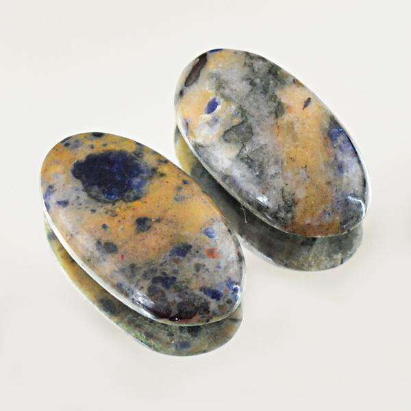 gemsmore:Natural Blue Sodalite Oval Shape Loose Gemstone Pair