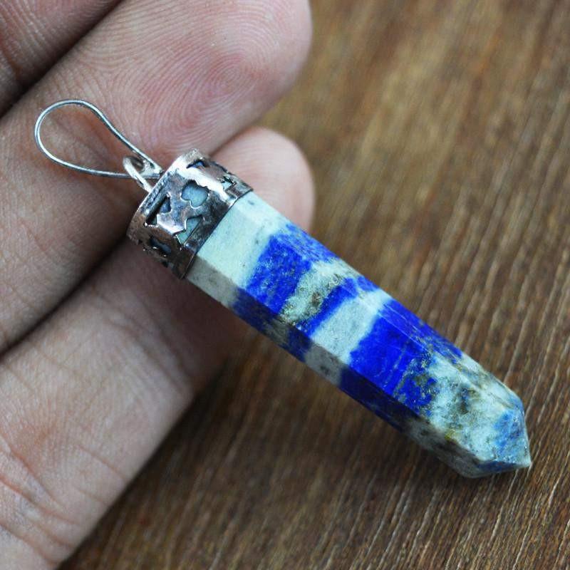 gemsmore:Natural Blue Sodalite Pure Healing Point Pendant