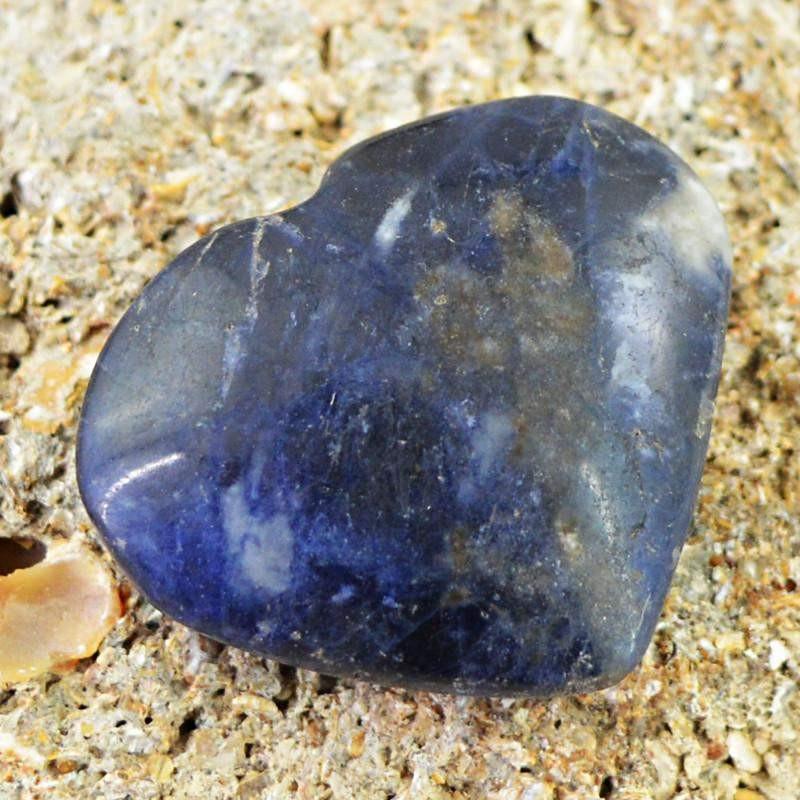 gemsmore:Natural Blue Sodalite Untreated Carved Heart Shape Gemstone