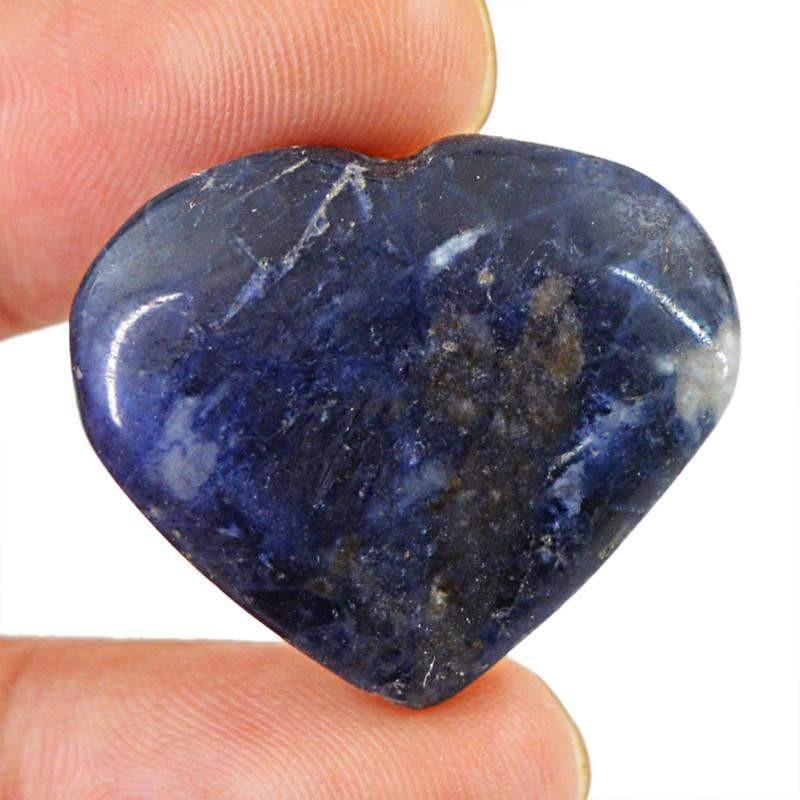 gemsmore:Natural Blue Sodalite Untreated Carved Heart Shape Gemstone