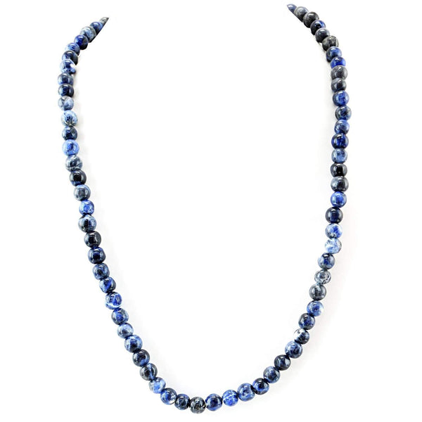 gemsmore:Natural Blue Sodolite Necklace Single Strand Round Beads