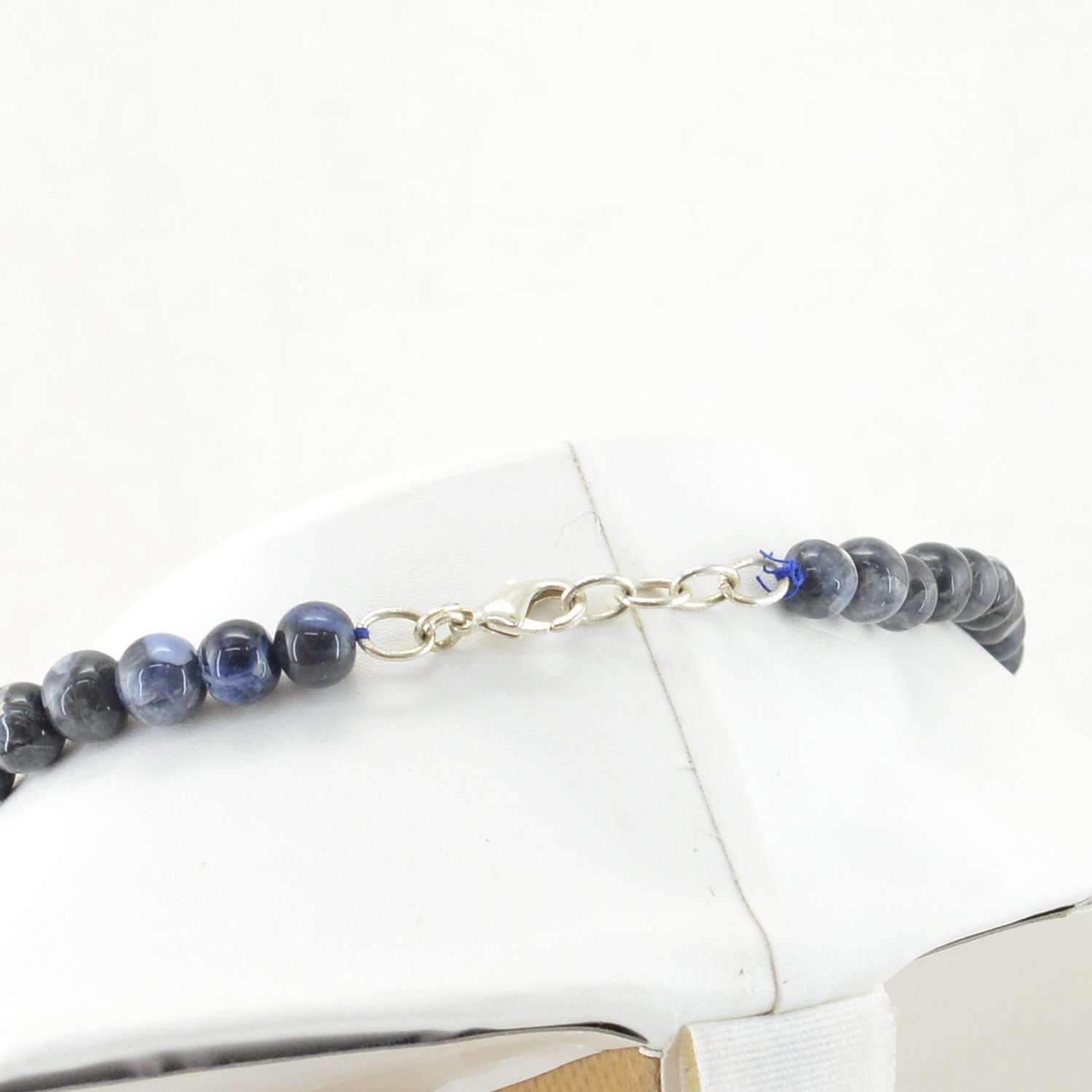 gemsmore:Natural Blue Sodolite Necklace Single Strand Round Beads