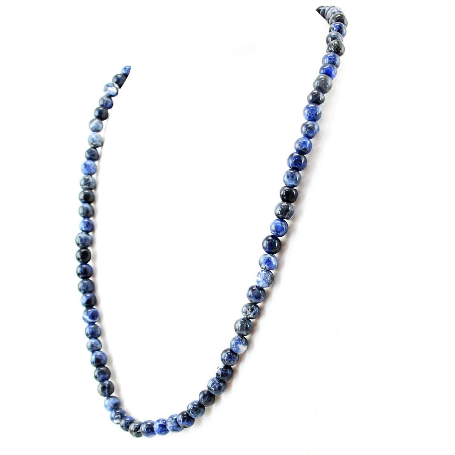 gemsmore:Natural Blue Sodolite Necklace Single Strand Round Beads