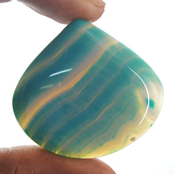 gemsmore:Natural Blue Striped Onyx Pear Shape Gemstone