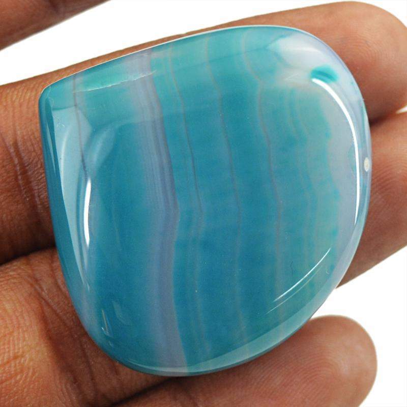 gemsmore:Natural Blue Striped Onyx Pear Shape Gemstone