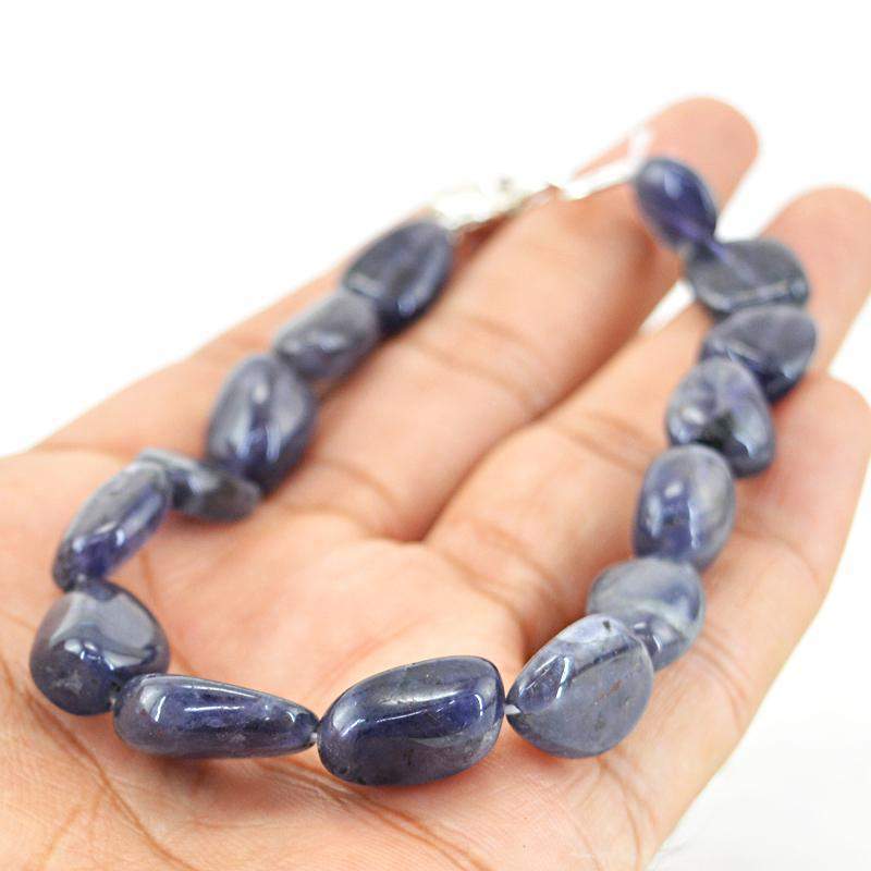 gemsmore:Natural Blue Tanzanite Beads Bracelet