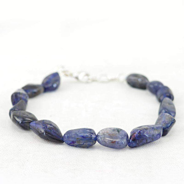 gemsmore:Natural Blue Tanzanite Beads Bracelet