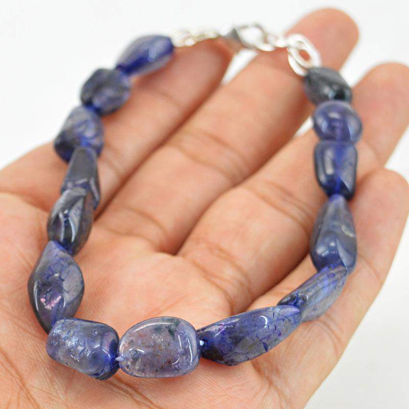 gemsmore:Natural Blue Tanzanite Beads Bracelet