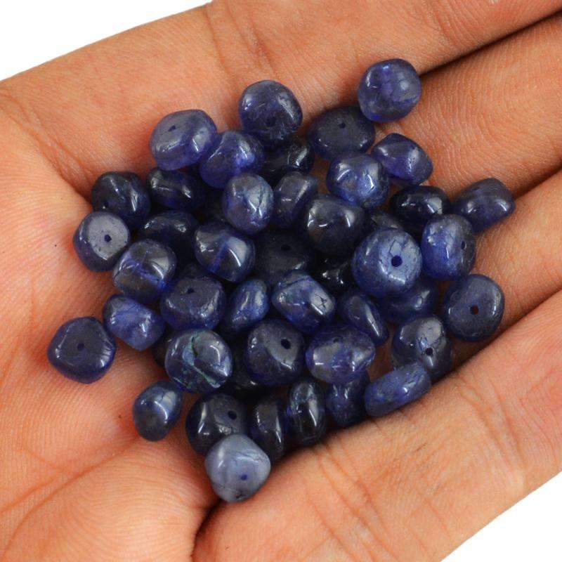 gemsmore:Natural Blue Tanzanite Beads Lot - Drilled