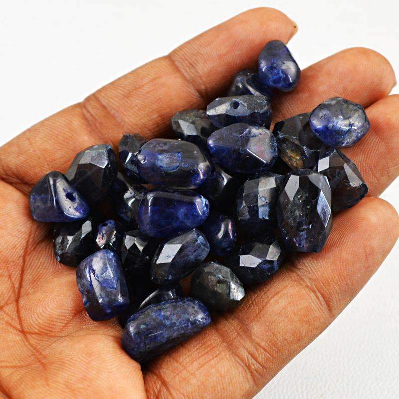 gemsmore:Natural Blue Tanzanite Beads Lot - Faceted Drilled
