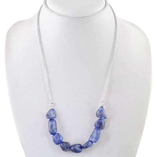 gemsmore:Natural Blue Tanzanite Beads Necklace