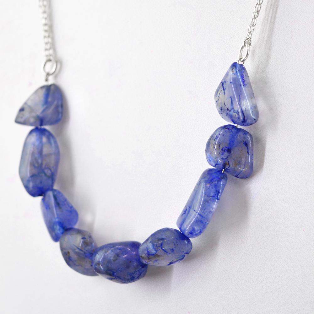 gemsmore:Natural Blue Tanzanite Beads Necklace