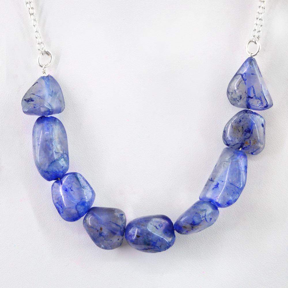 gemsmore:Natural Blue Tanzanite Beads Necklace