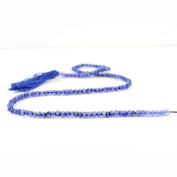 gemsmore:Natural Blue Tanzanite Beads Strand - Drilled Round Cut