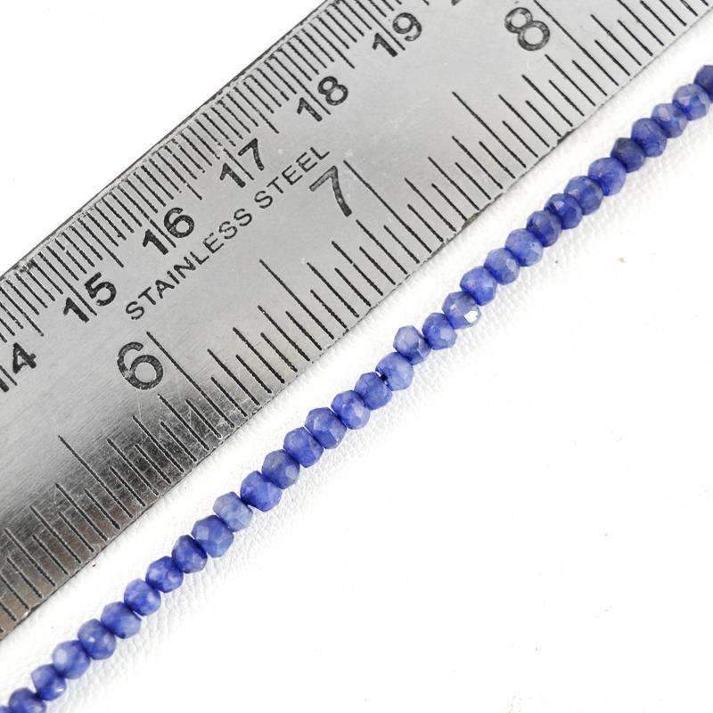 gemsmore:Natural Blue Tanzanite Beads Strand - Drilled Round Cut