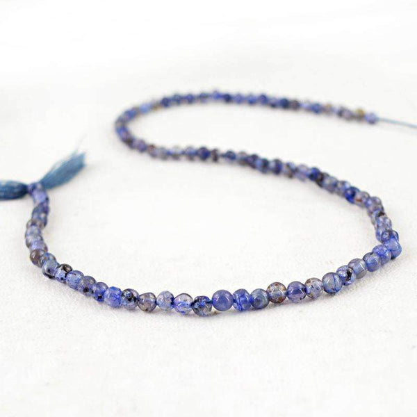 gemsmore:Natural Blue Tanzanite Beads Strand - Drilled Round Shape