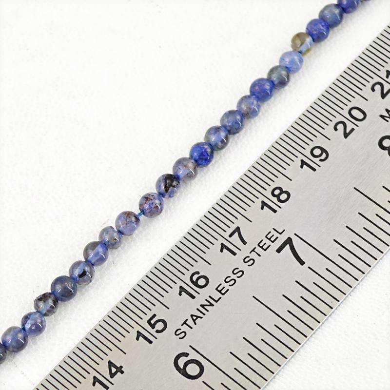 gemsmore:Natural Blue Tanzanite Beads Strand - Drilled Round Shape
