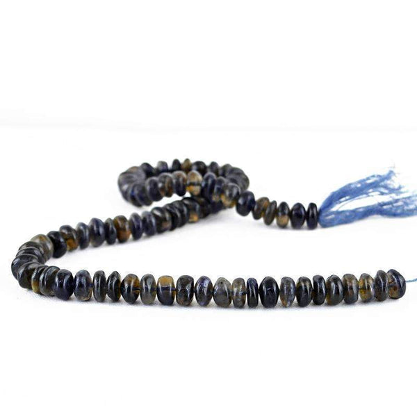 gemsmore:Natural Blue Tanzanite Beads Strand - Round Shape Drilled