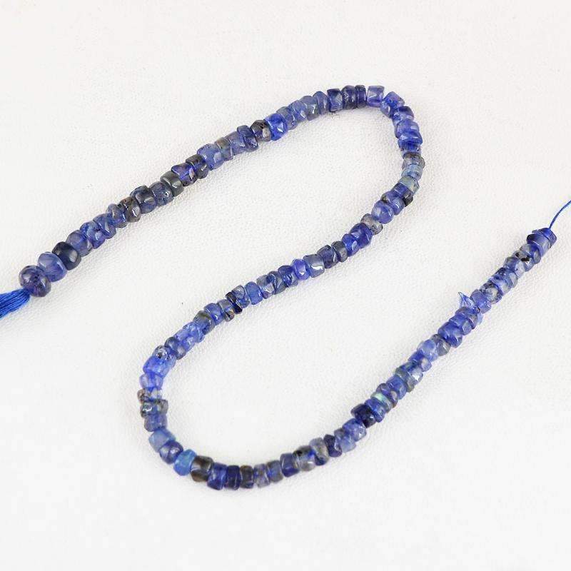gemsmore:Natural Blue Tanzanite Beads Strand Round Shape