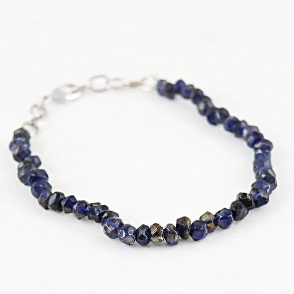 gemsmore:Natural Blue Tanzanite Bracelet Faceted Beads