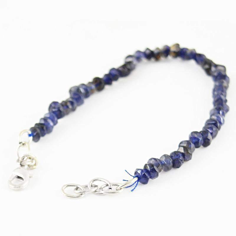 gemsmore:Natural Blue Tanzanite Bracelet Faceted Beads